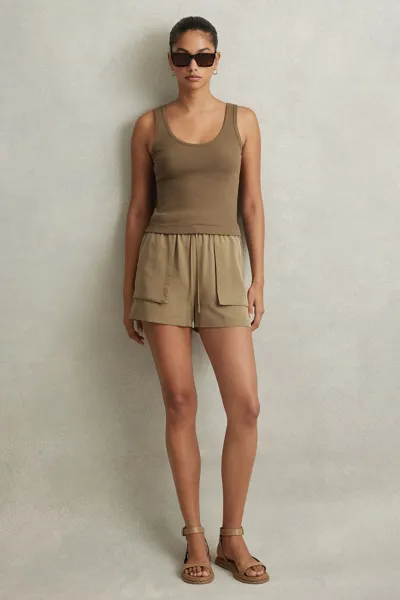 Reiss Khaki Isador Drawstring Shorts With Tencel™ Fibers