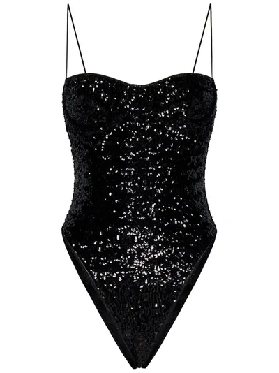 Oseree Sequinned Underwire Swimsuit In Black