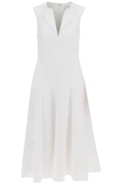 Roland Mouret Cotton Poplin Midi Dress In In White