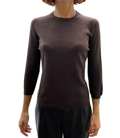 La Rose Maglia 3/4 Cashmere Marrone In Burgundy