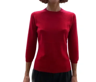 La Rose Maglia 3/4 Cashmere Rosso In Red