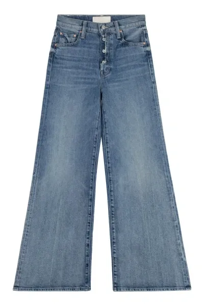 Mother The Fly Cut High-rise Flared Jeans In Navy