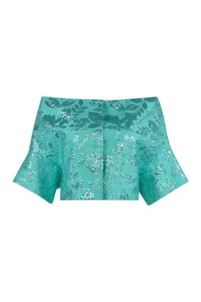 P.a.r.o.s.h Floral Jacquard Fabric Blouse In Green