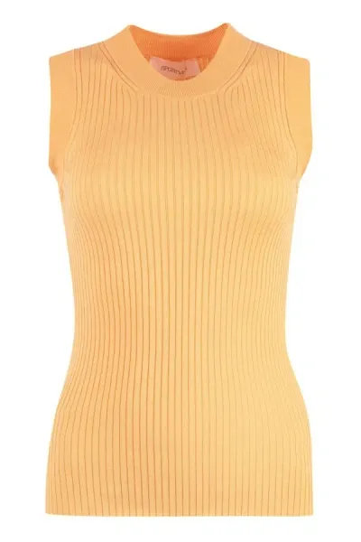 Sportmax Nido Cotton Tank Top In Orange