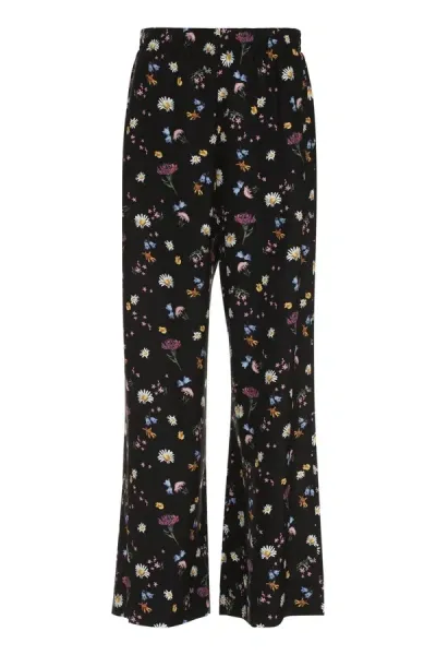 Stella Mccartney Printed Silk Pants In Black