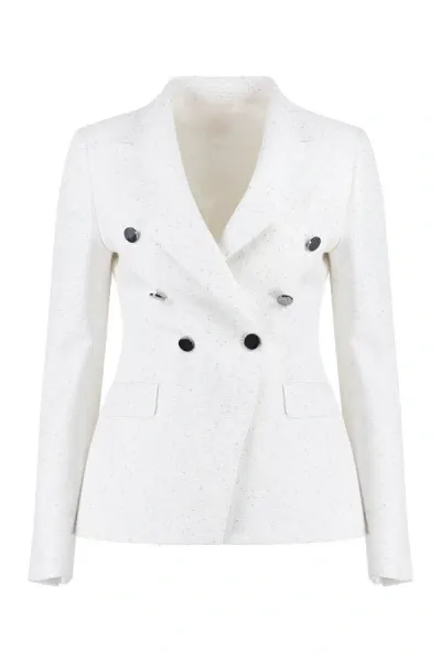 Tagliatore J-alicya Sequin Double Breasted Blazer In White