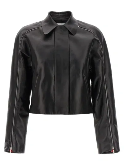 Ferragamo Leather Blouson In Black