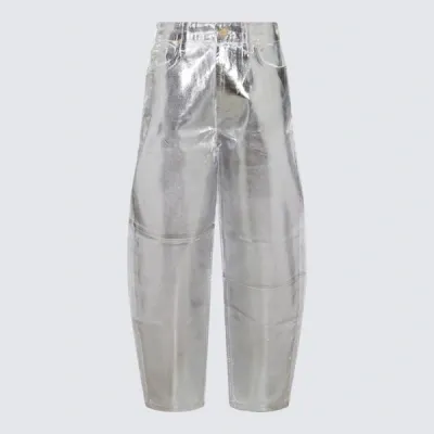 Ganni Silver Cotton Jeans In White