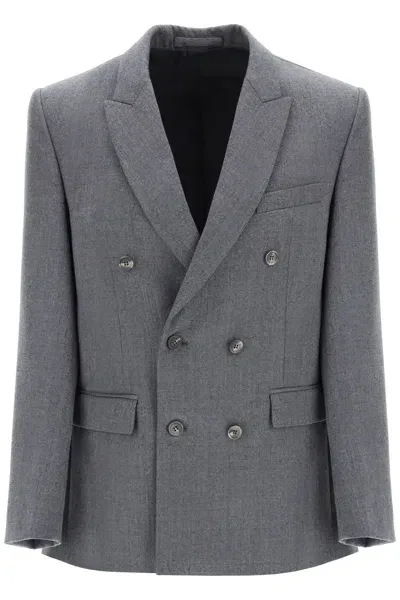 Wardrobe.nyc Blazer Doppiopetto In Flanella In Gray