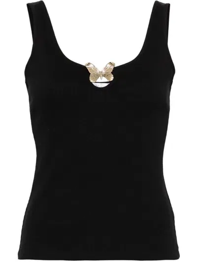 Blumarine 3d-detail Ribbed Tank Top In Black