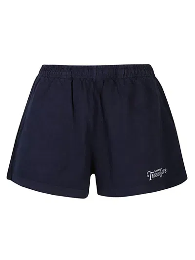 Sporty And Rich Rizzoli Tennis Cotton Shorts In Blue