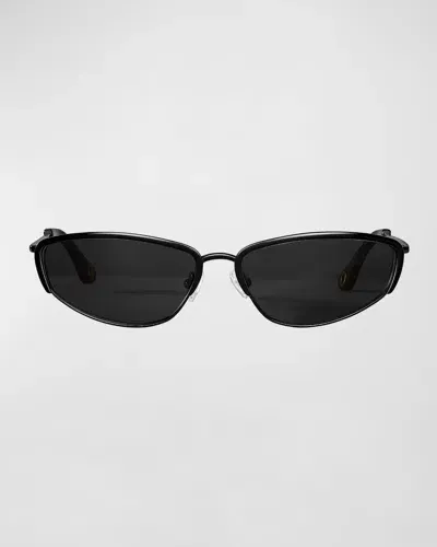 Aureum Collective Venice Half-rimmed Metal Butterfly Sunglasses In Black