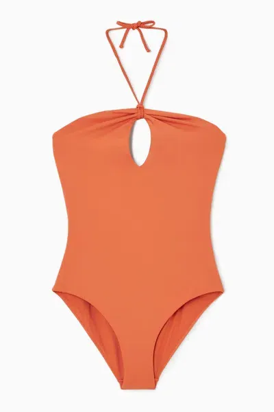 Cos Halterneck Cutout Scuba Swimsuit In Orange