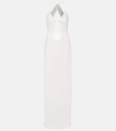 Galvan Sequined Halterneck Gown In White