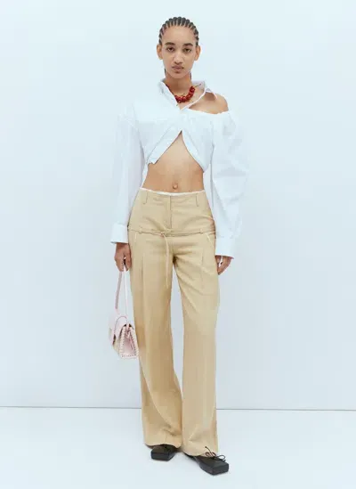 Jacquemus La Chemise Galliga Crop Shirt In White