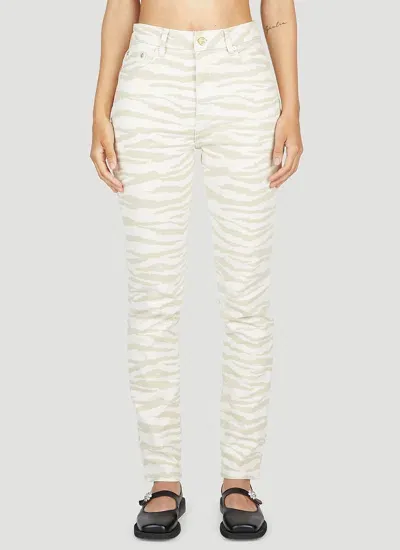 Ganni Zebraswigy Jeans In Cream