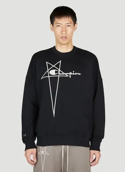 Rick Owens X Champion Logo Sweatshirt In Black