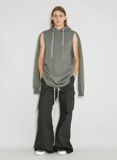 Rick Owens Drkshdw Distressed Hooded Sweatshirt In Grey