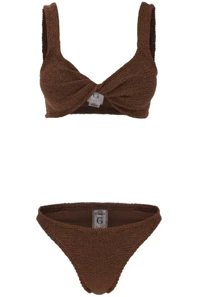 Hunza G Juno Metallic-effect Bikini Set In Brown