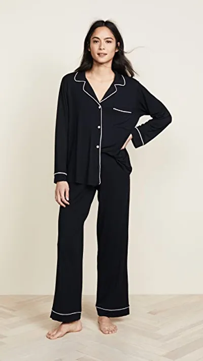 Eberjey Gisele Short Sleeve Crop Pj Set In Black Sorbet