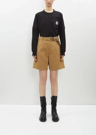 Sacai X Carhartt Wip Duck Shorts In Beige 651