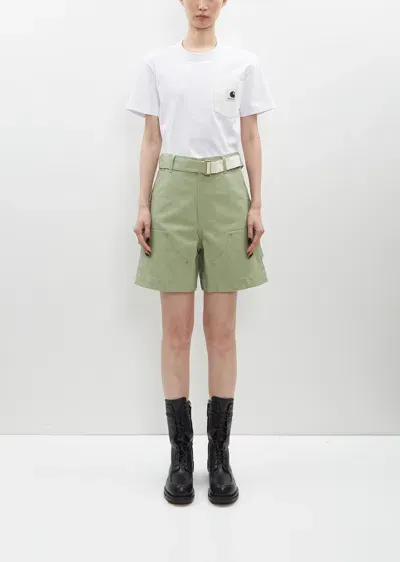 Sacai X Carhartt Wip Duck Shorts In L/green 589