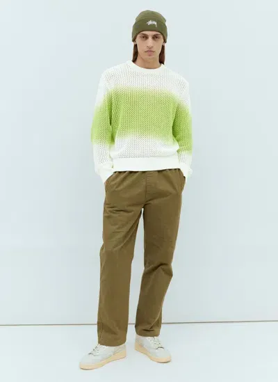 Stussy Pigment Dyed Loose Gauge Sweater In Green