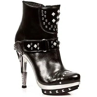 Pre-owned New Rock Rock Boots Womens Punk Gothic Stiefel - Style Punk003 C1 Schwarz - Damen