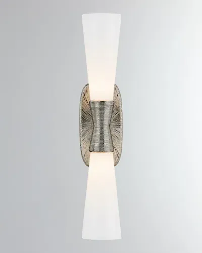 Visual Comfort Signature Utopia Large Double Bath Sconce By Kelly Wearstler In Polished Nickel