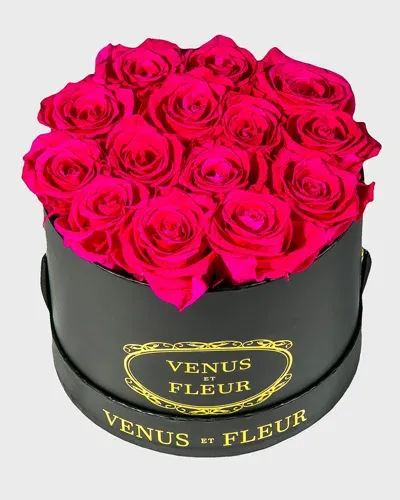 Venus Et Fleur Classic Small Round Rose Box In Hot Pink