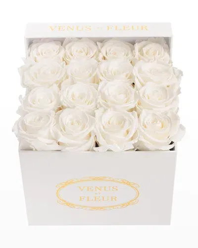 Venus Et Fleur Classic Small Square Rose Box In White