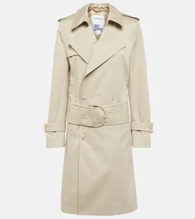 Burberry Cotton And Silk Trench Coat In Beige