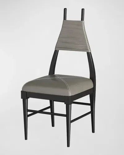 Arteriors Biziki Leather Dining Side Chair In Black