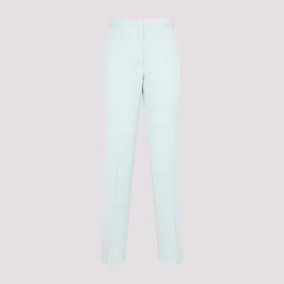 Jil Sander Blue Wool Trousers In White