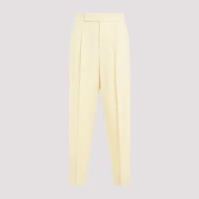 Fear Of God Cream Signle Pleat Tapered Wool Trousers In Yellow & Orange