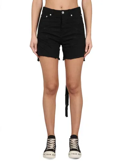 Rick Owens Drkshdw Denim Bermuda Shorts In Black