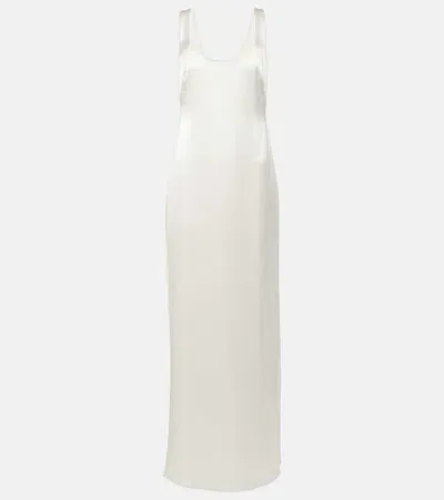 Galvan Bridal Paraiso Tasseled Satin Gown In White