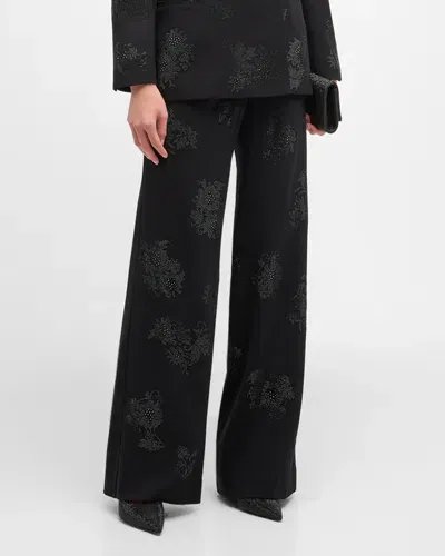 Libertine Gothic Garden Crystal-embellished Wide-leg Pants In Black