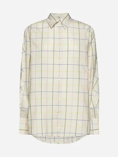 Totême Check Print Cotton Shirt In Summer Windowpane