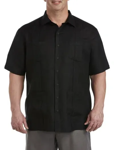 Oak Hill Embroidered Panel Sport Shirt In Black