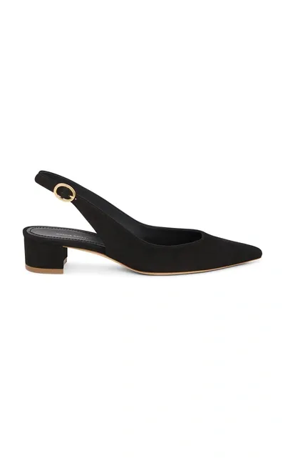 Mansur Gavriel Smooth Suede Slingback Pump In Black