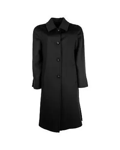 Pre-owned Made In Italy Wool Vergine Buttoned Coat - Outerwear - Black -size 46 In Schwarz