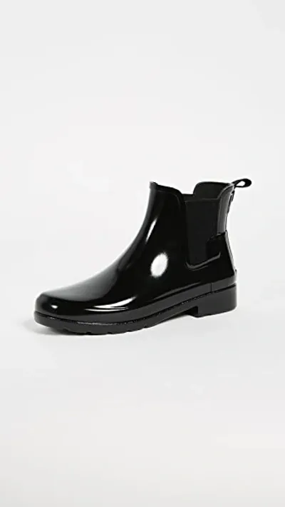 Hunter Original Refined Chelsea Gloss Bootie In Black