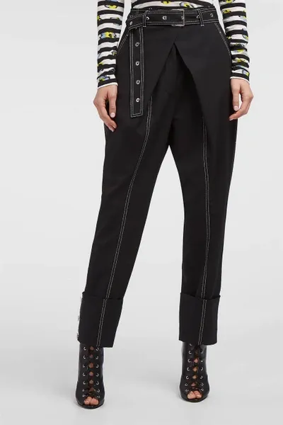 Proenza Schouler Lightweight Wool Suiting Cuffed Straight Pant In Black