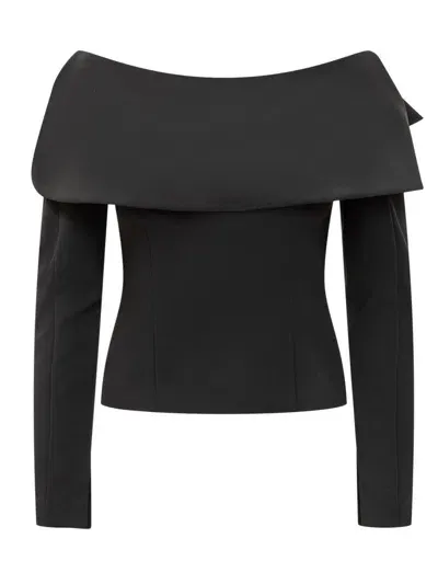 A.w.a.k.e. Off-the-shoulder Fold Over Top In Black