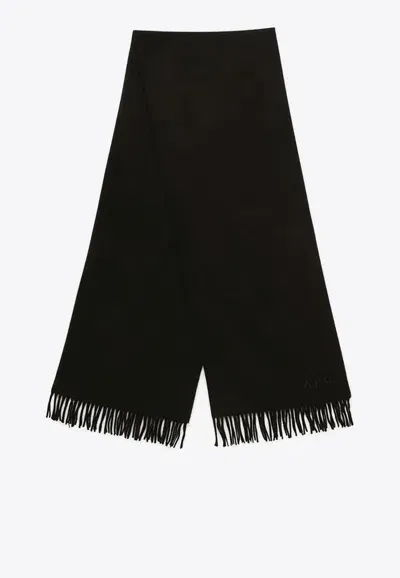 Apc Alix Brodée Logo-embroidered Scarf In Black