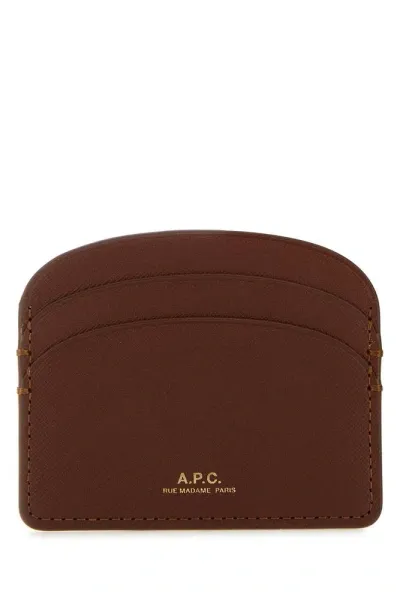 Apc A.p.c. Demi Lune Cardholder In Brown