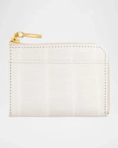 Abas Men's Alligator Zip Card Case In White