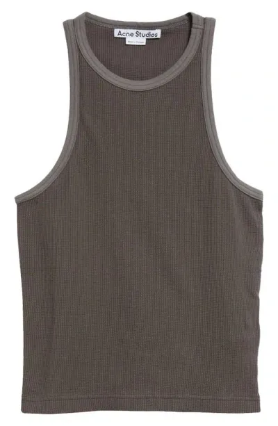 Acne Studios Waffle-knit Cotton Tank In Faded Grey