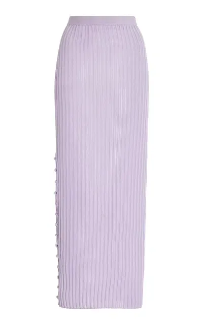 Adam Lippes Logan Ribbed Silk-cashmere Maxi Skirt In Purple